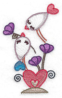 Embroidery Design: Birds on heart<br> 2.42w X 3.82h