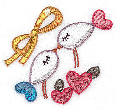 Embroidery Design: Birds and bow<br> 3.88w X 3.48h