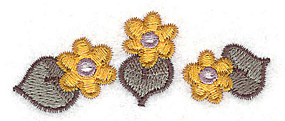 Embroidery Design: Floral trio<br> 2.80w X 1.13h