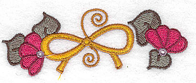 Embroidery Design: Two flowers and a bow<br> 3.84w X 1.37h