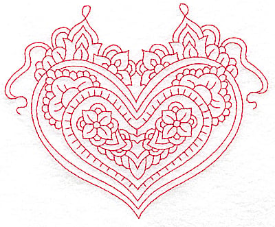 Embroidery Design: Heart 1 Large<br> 6.22w X 5.05h