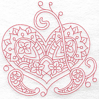 Embroidery Design: Heart 2 Large<br> 6.18w X 6.20h