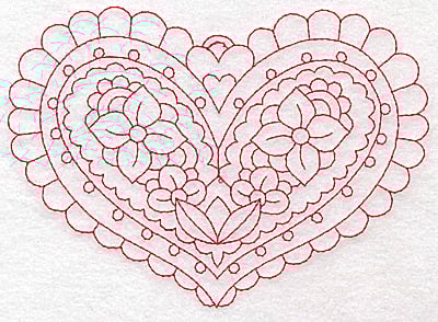 Embroidery Design: Heart 4 Large<br> 6.21w X 4.45h