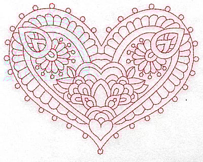 Embroidery Design: Heart 10 Large<br> 6.26w X 4.83h