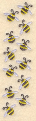Embroidery Design: Row of bees<br>1.50w X 5.95h | Embroidery Legacy Embroidery Design: Row of bees<br>1.50w X 5.95h
