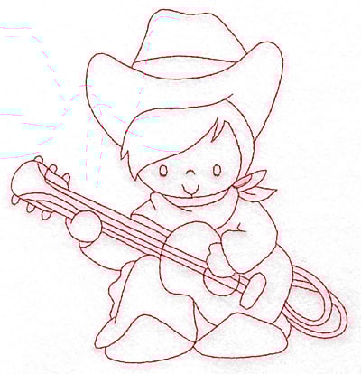 Embroidery Design: Cowboy playing guitar large<br> 5.40w X 5.78h