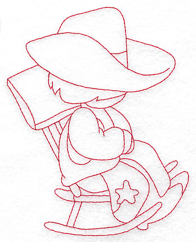Embroidery Design: Cowboy in rocking chair large<br> 4.65w X 5.71h