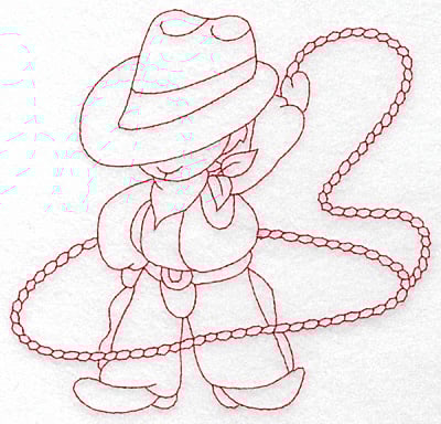 Embroidery Design: Cowboy with lasso large<br> 5.77w X 5.48h | Embroidery Legacy Embroidery Design: Cowboy with lasso large<br> 5.77w X 5.48h