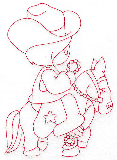Embroidery Design: Cowboy on horse large<br> 4.13w X 5.78h