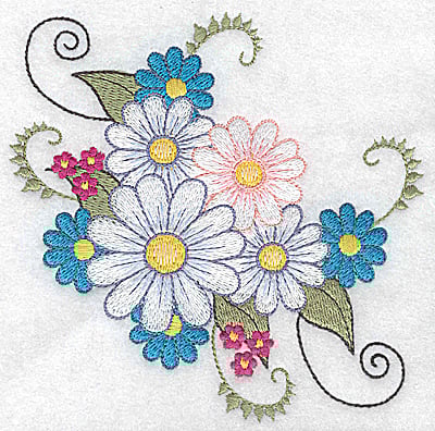 Embroidery Design: Bunch of daisies<br> 4.94w X 4.97h | Embroidery Legacy Embroidery Design: Bunch of daisies<br> 4.94w X 4.97h