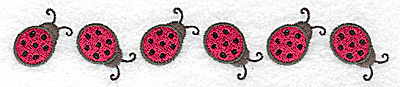 Embroidery Design: Row of ladybugs<br> 5.86w X 1.14h