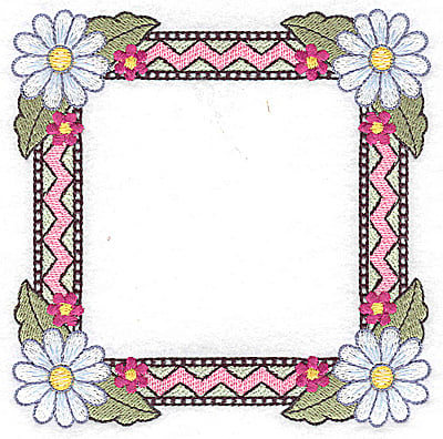 Embroidery Design: Daisy frame<br> 4.95w X 3.96h