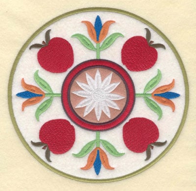 Embroidery Design: Apple Floral Motif Lge. Double Applique<br>7.16w X 7.02h