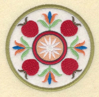 Embroidery Design: Apple Floral Motif Small Single Applique<br>3.84w X 3.76h