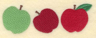 Embroidery Design: Three Apples Large<br>5.26w X 1.78h