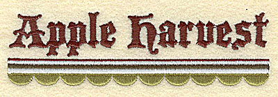 Embroidery Design: Apple Harvest with Scallop Border<br>4.86w X 1.44h