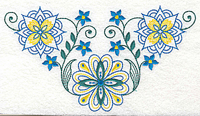 Embroidery Design: Floral design A large<br> 6.93w X 3.88h