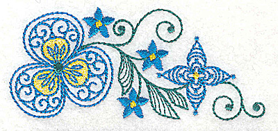 Embroidery Design: Floral design B<br> 3.86w X 1.68h