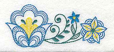 Embroidery Design: Floral design D<br> 3.88w X 1.63h