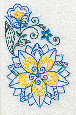 Embroidery Design: Floral design E<br> 2.36w X 3.83h