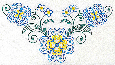 Embroidery Design: Floral design F large<br> 6.96w X 3.75h