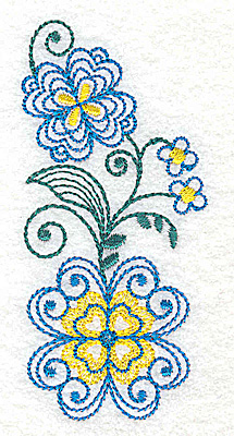 Embroidery Design: Floral design F<br> 1.72w X 3.72h