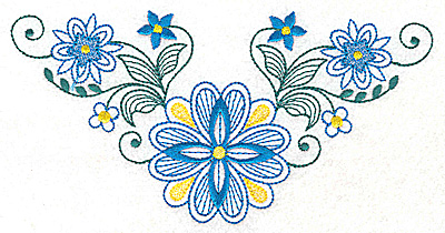 Embroidery Design: Floral design G large <br> 6.98w X 3.60h