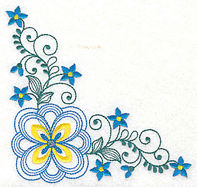 Embroidery Design: Floral corner design J large<br> 4.98w X 4.98h