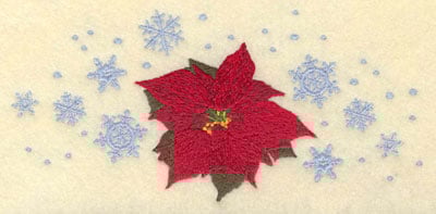Embroidery Design: Poinsettia with Snowflakes<br>7.01w X 3.31h