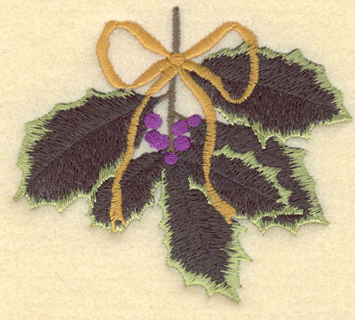 Embroidery Design: Holly with Bow<br>4.03w X 3.57h