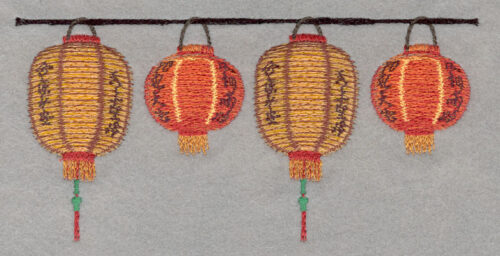 Embroidery Design: Chinese Lanterns Four Small Applique<br>3.62h X 7.54w