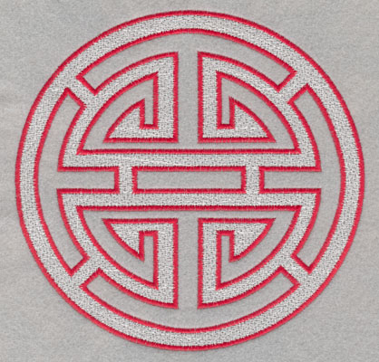 Embroidery Design: Chinese Symbol Luck Large with Satin Stitches<br>7.01h X 7.14w