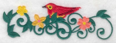 Embroidery Design: Bird vine flowers horizontal <br> 4.98w X 1.68h