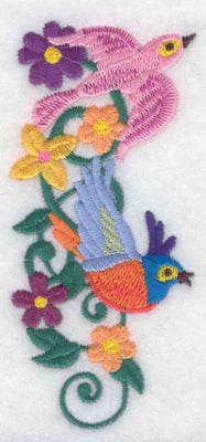 Embroidery Design: Birds vine flowers verticle<br> 1.90w X 4.23h