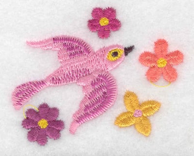 Embroidery Design: Bird pink <br> 2.44w X 1.99h