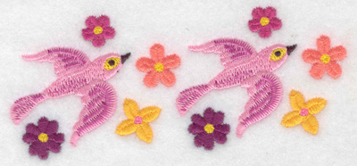 Embroidery Design: Birds pink<br> 4.78w X 1.99h