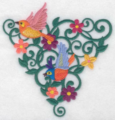 Embroidery Design: Birds in triangle vines<br> 4.72w X 4.95h