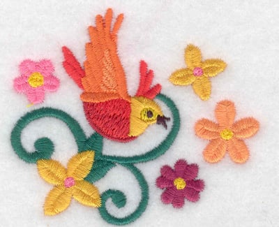 Embroidery Design: Bird vine flowers<br> 3.01w X 2.62h