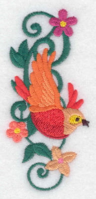 Embroidery Design: Bird orange<br> 1.77w X 3.87h