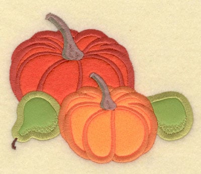 Embroidery Design: Pumpkins and Pears Applique<br>5.01w X 4.16h