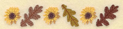 Embroidery Design: Sunflower with Oak Leaves Border<br>5.70w X 1.07h