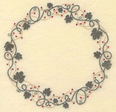 Embroidery Design: Leaf Vine and Berries Circular Border<br>6.91w X 6.90h | Embroidery Legacy Embroidery Design: Leaf Vine and Berries Circular Border<br>6.91w X 6.90h