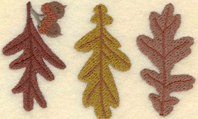 Embroidery Design: Three Oak Leaves<br>3.78w X 2.32h