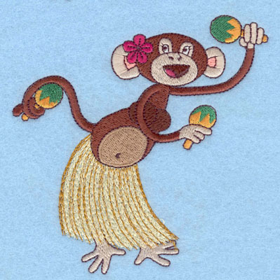 Embroidery Design: Monkey In Hula Skirt Large<br>4.89w X 4.79h | Embroidery Legacy Embroidery Design: Monkey In Hula Skirt Large<br>4.89w X 4.79h