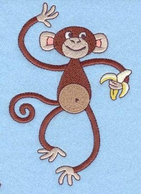 Embroidery Design: Monkey with Banana Large<br>5.56h X 3.70w