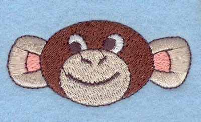 Embroidery Design: Monkey Face with Smile Large<br>1.22h X 2.59w