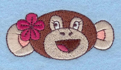Embroidery Design: Monkey Face Girl Large<br>1.23h X 2.64w