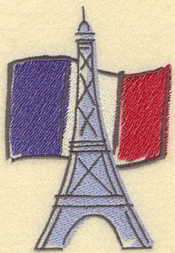 Embroidery Design: Eiffel Tower with French Flag Large<br>3.31w X 4.77h