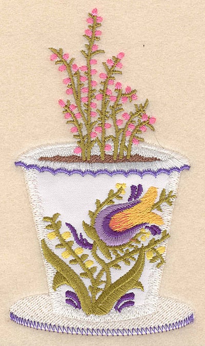 Embroidery Design: Flower pot A applique <br>2.85"w X 5.00"h