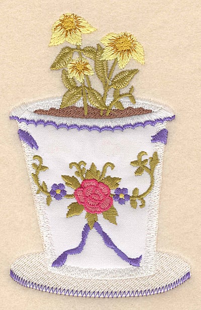 Embroidery Design: Flower pot B applique <br>3.19"w X 5.00"h